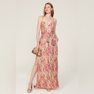 Dress the Population Chrissy Gown -pink floral shiny dress